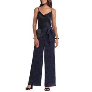 Gigi Parker Tie Waist Wide Leg Pants Animal Print Purple Black Size XL New w/Tag